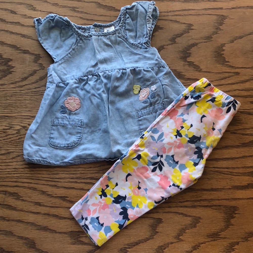 ⭐️ Carter’s 2-piece Girl’s Chambray and Floral Leggings set